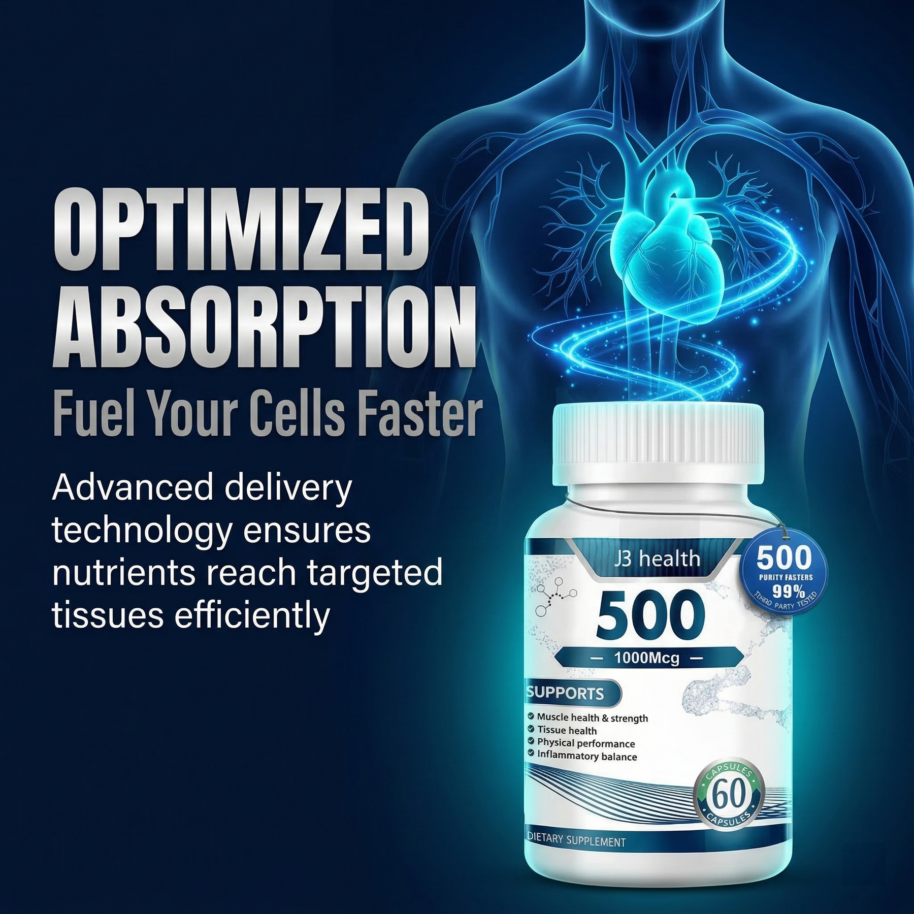 Advanced Peptide Stack: BPC-157 & TB-500 | A 2-Bottle System for Intense Training Recovery & Joint Support | 1000mcg + 1500mcg